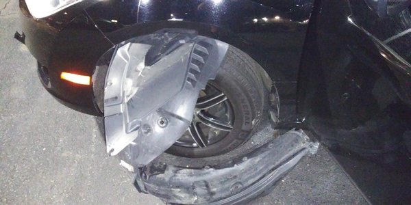 destroyed wheel well.