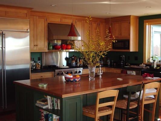 Garrison kitchen with soapstone and butcher block counter tops.