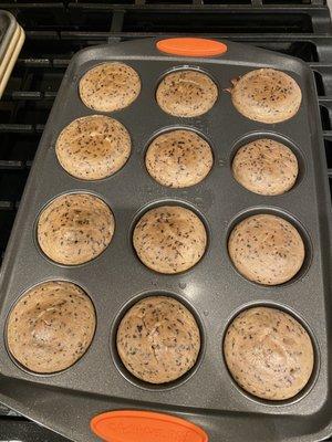 Blueberry and Banana Protein and flourless muffins - After baking