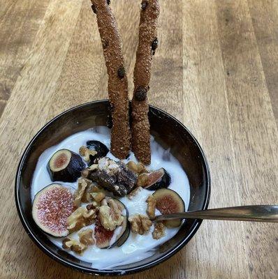 Morning Yogurt Bowl with Sweet Currant Twigs.