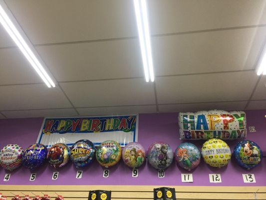 Balloons for birthday with many more selections.