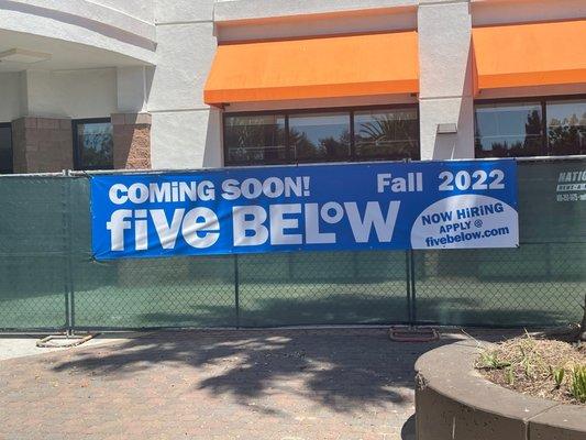 Five Below coming Fall 2022!!