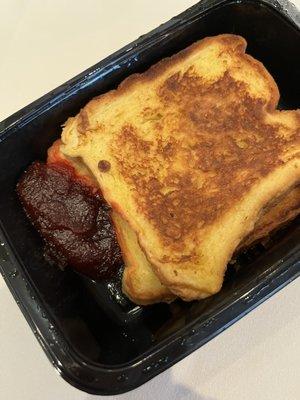 Oh look! The French toast has the same super sweet strawberry "compote" as the blintzes.