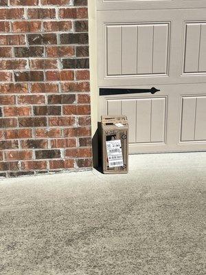 Package left in front of garage