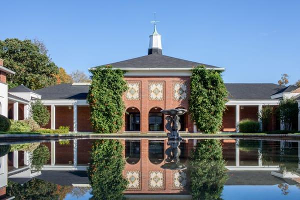 The Avery Coonley School Cloister with reflecting pool.