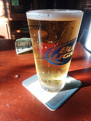 Coors Light in a Bud Light glass...