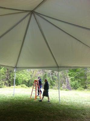 Inside 30x30 frame tent