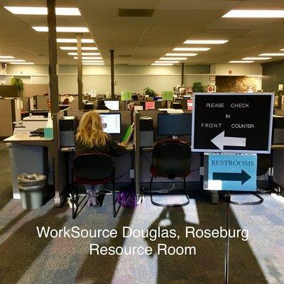 WorkSource Douglas, Roseburg. Resource Room. Unlimited internet use, and free Wi-Fi, for work search.