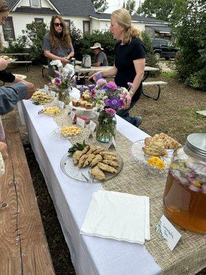 Scones, muffins, cheese and quiche. All were delicious