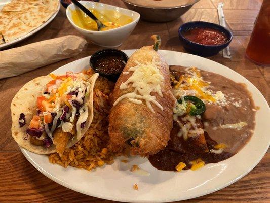 Create Your Own Combo - Pick 3, Dos XX Fish Taco, chili relleno and a cheese taco.