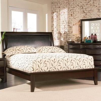 Solid wood platform beds with matching dressers, chests, night stands, and media dressers.