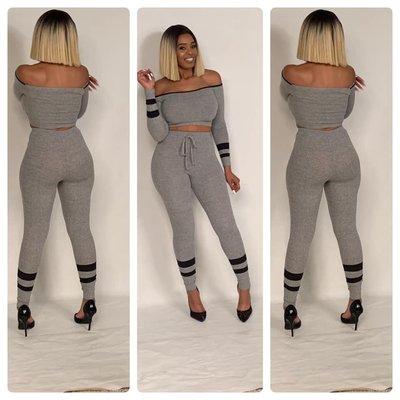 I look Sexy Set.Model is wearing Medium.Stretchy material and super comfortable!shop Online Fashiongang.com or in store!