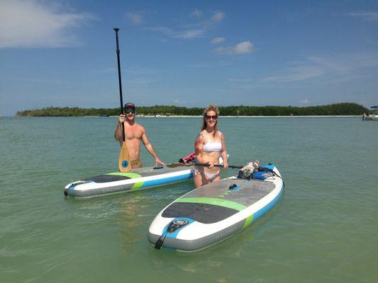 Paddle boarding lesson launching from Dog Beach