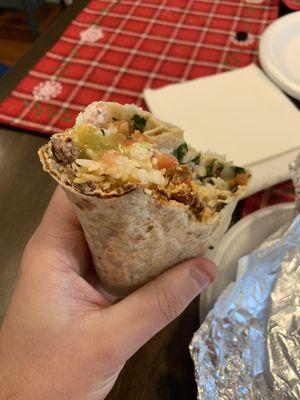 Campechano burrito - everything evenly distributed