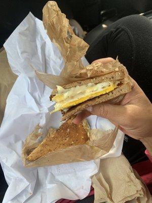 Egg and cheese on gluten free bread