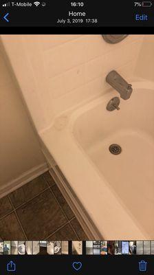 Pink mold on bathtub