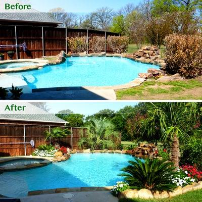 Complete landscape redesign, we worked with clients budget and vision to transform their back yard into a lush oasis.