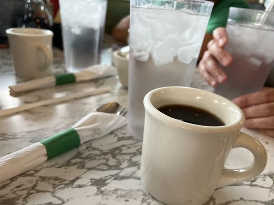 Coffee and water for the table