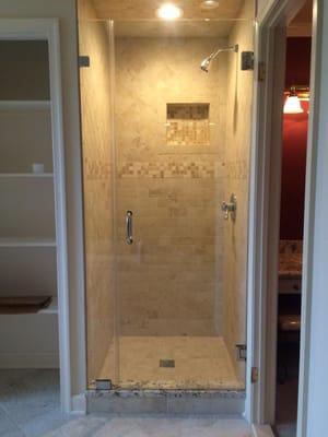 frameless shower door and panel