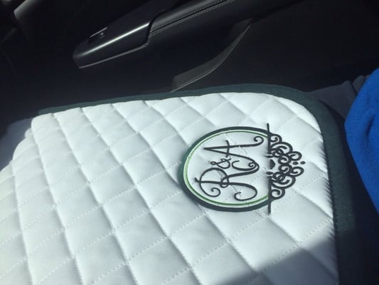 BEAUTIFUL work, as usual, on this custom logo saddle pad. @equestcouture