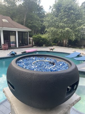 Gas line added for outdoor fire bowls