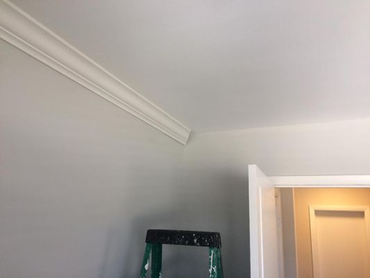 Adding crown molding to this room helps to give it a finished look.