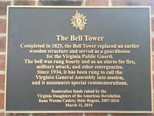 Placard containing historical information of structure.