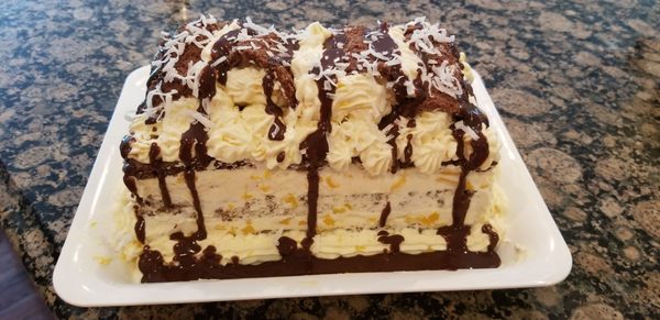 Coconut chocolate mango cake