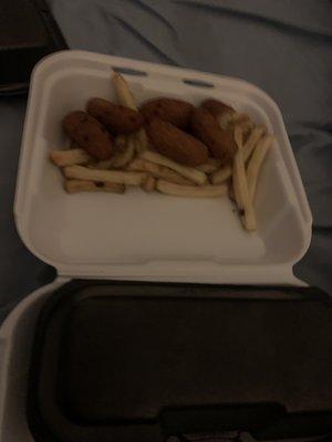 Limp fries and harder than hard hush puppies...