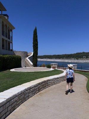 Path in the courtyard next to the gym and restaurant.