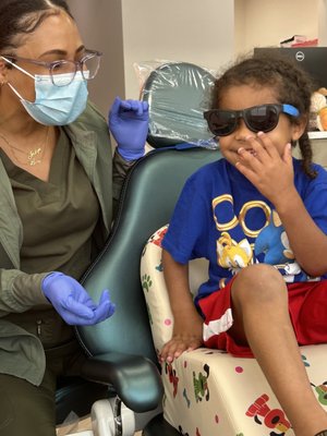 All smiles getting his teeth cleaned!