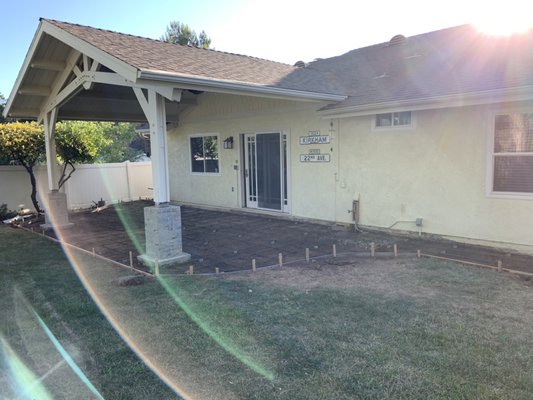 Dirt moved and Patio framed