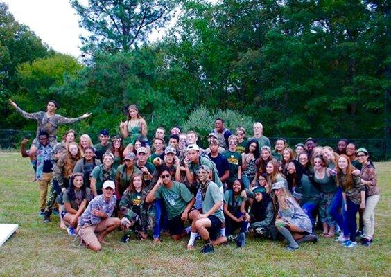 This is photo of sophomores  (class of 2019)from our second home football game. Everyone was so excited and happy.