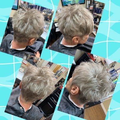 Shirley's cute and sassy cut with her natural colors