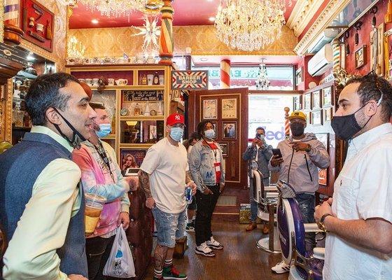 Barber student at NYC Barber Shop Museum