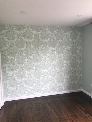 Farrow & Ball paint and wall paper before the furniture came.