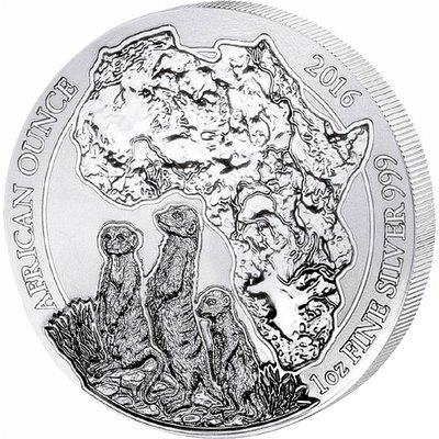 Rwandan Meercats on one ounce .999 silver coin