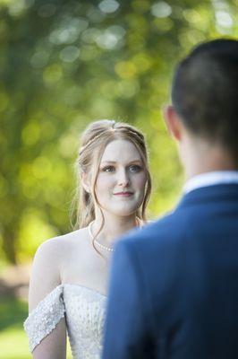 Romantic bride at Woodinville Lavender Farm