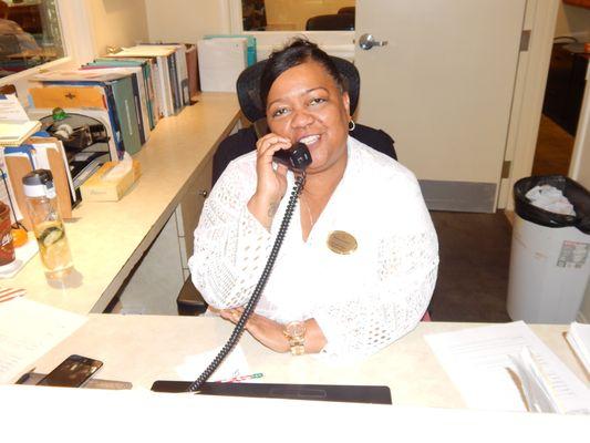 Our wonderful receptionist, Jacquie!