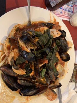 Mussels, clams, & shrimp linguini.