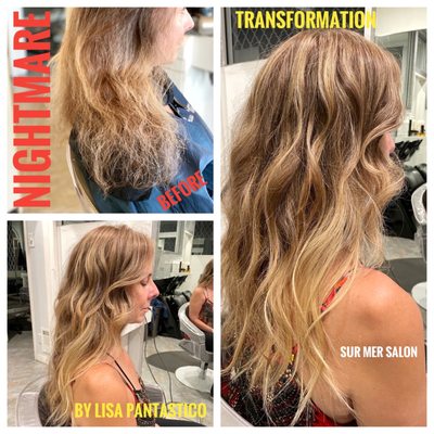 Glamorous hair transformation by Lisa Pantastico at Sur Mer Salon Santa Monica