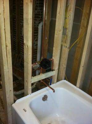 Rough plumbing drain, waste, vent & water supply