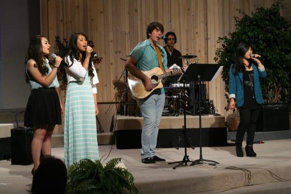 A group of young adults leading the Worship Service.