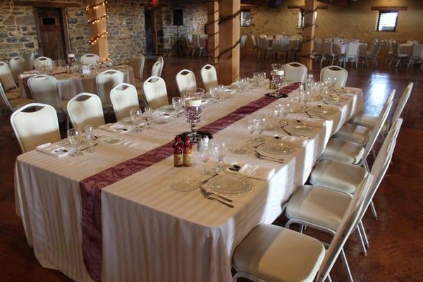 a head table in The Stable reception venue