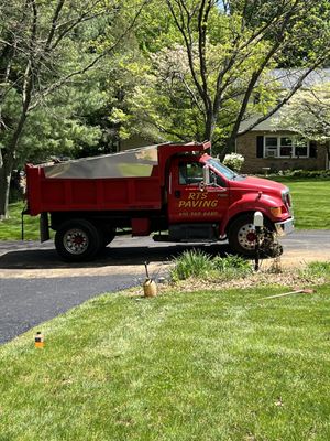 One of many company-owned trucks and equipment.