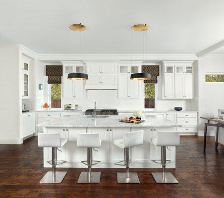 White Kitchen with Black & Gold accents