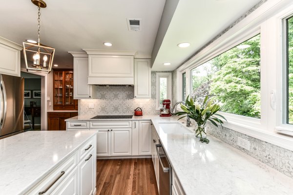 Range hood in transitional kitchen as part of a home remodel in Reston, VA