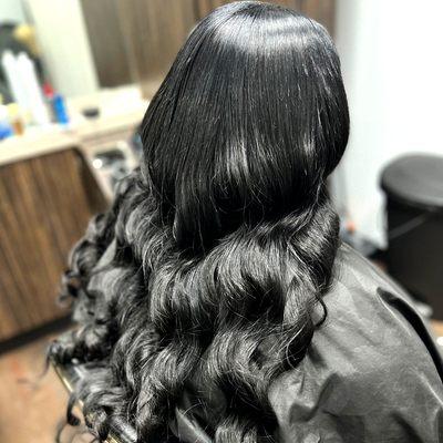 sewn in extensions are woven with your natural hair to give full-body and beautiful results