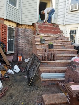 New steps with granite stones.