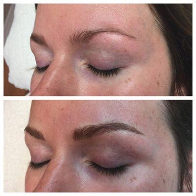 Permanent Makeup. Eyebrows. Microblading. Before and After.